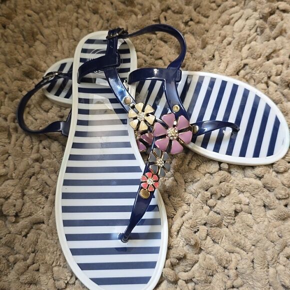 Marilyn Monroe Bernard of Hollywood Cloisonne Flower Blue White Size 9 Sandals - Picture 4 of 6